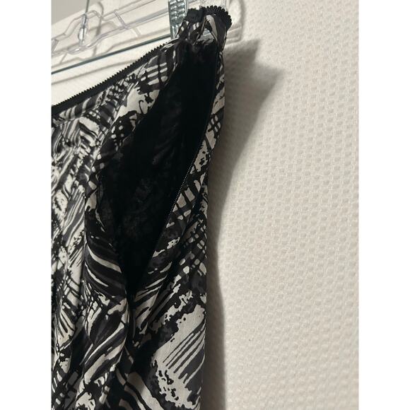 Talbots Silk Cotton Blend Black White A Line Pleated Knee Length Skirt Sz 14P - Picture 4 of 10